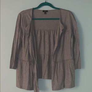 Talbots- ruffled grey cardigan